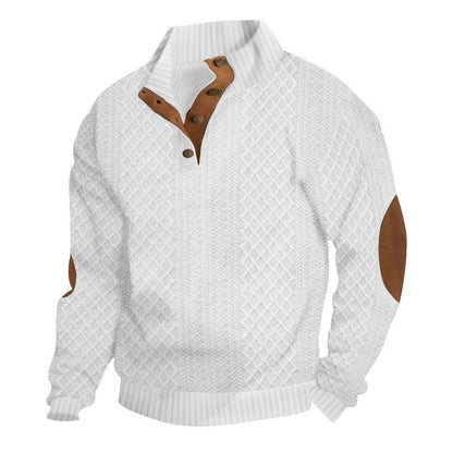 Men's Casual Long Sleeve Pullover with Elbow Patches