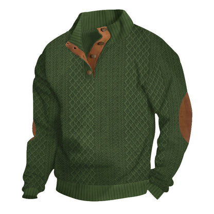 Men's Casual Long Sleeve Pullover with Elbow Patches