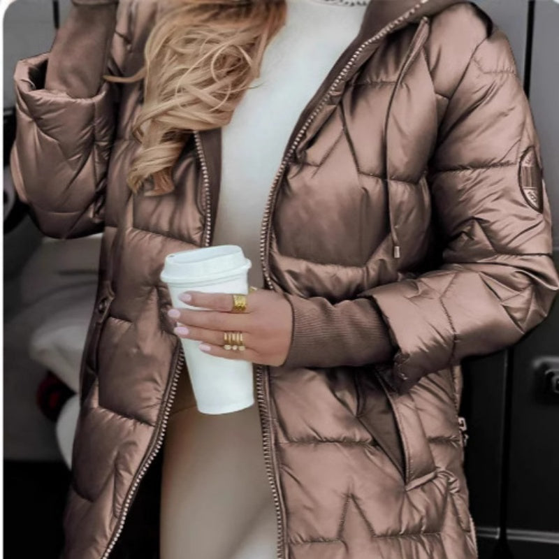 Women's Winter Warm Hooded Mid-Length Coats