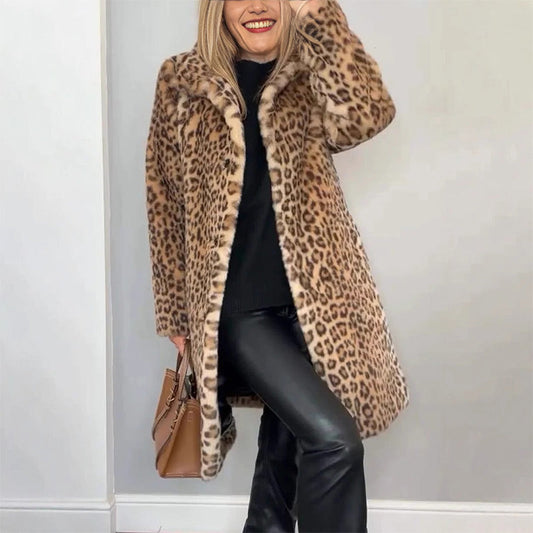 🎉Winter Hot Sale 50% Off🌹Women's Leopard Print Mid-Length Jacket