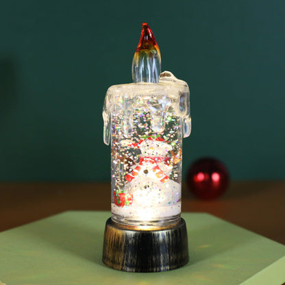 Battery Operated Lighted Christmas Snow Globe Candle