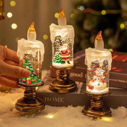 Battery Operated Lighted Christmas Snow Globe Candle