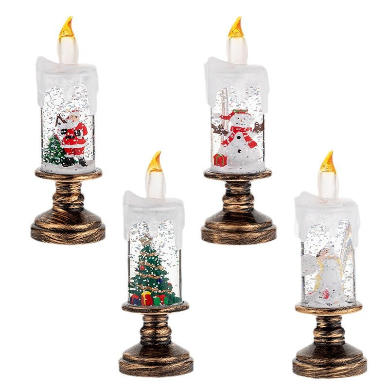 Battery Operated Lighted Christmas Snow Globe Candle