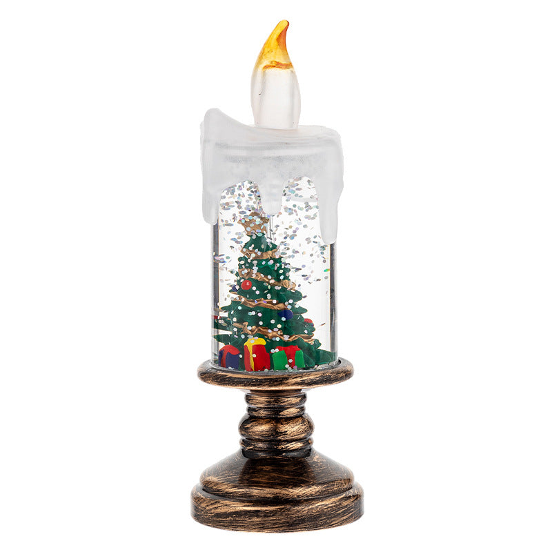 Battery Operated Lighted Christmas Snow Globe Candle