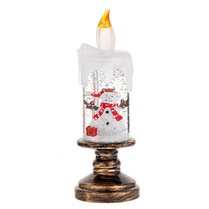 Battery Operated Lighted Christmas Snow Globe Candle