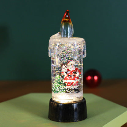 Battery Operated Lighted Christmas Snow Globe Candle