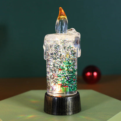 Battery Operated Lighted Christmas Snow Globe Candle