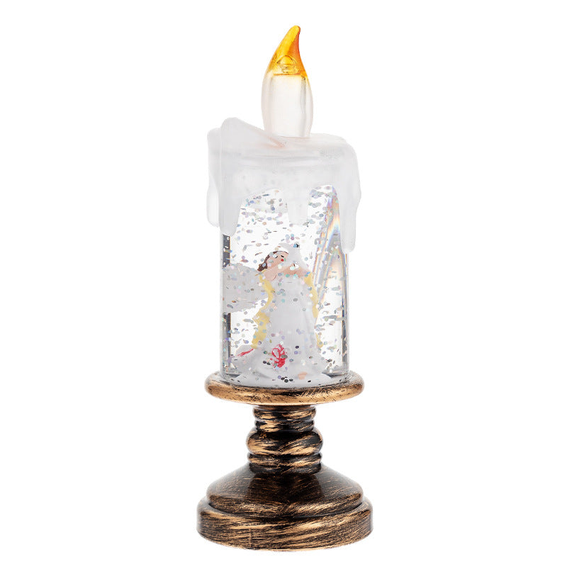 Battery Operated Lighted Christmas Snow Globe Candle