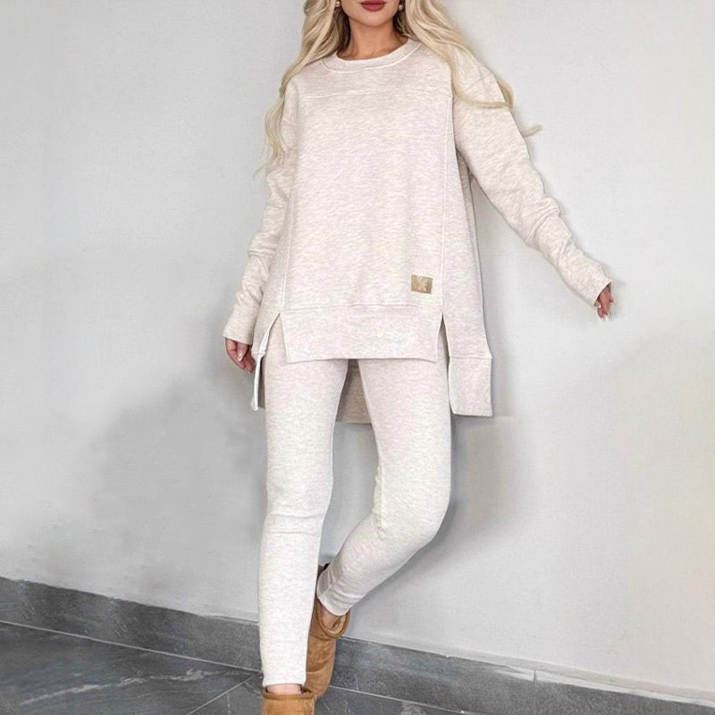 Sales - 50% OFF🎄Slit High Low Hem Sweatshirt ＆ Bodycon Pants Set