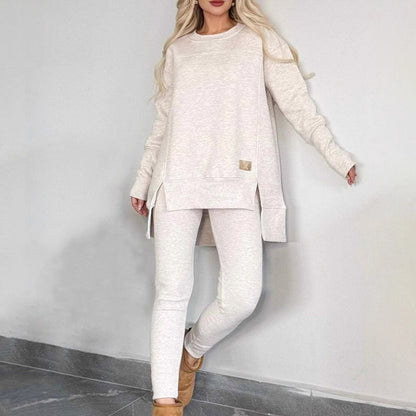 Sales - 50% OFF🎄Slit High Low Hem Sweatshirt ＆ Bodycon Pants Set