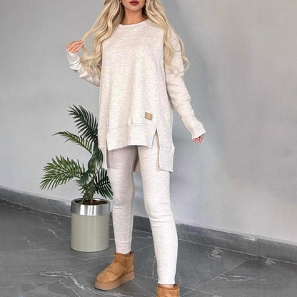 Sales - 50% OFF🎄Slit High Low Hem Sweatshirt ＆ Bodycon Pants Set