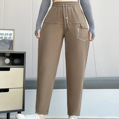 Women's Casual Straight-Leg Drawstring Pants with Pockets