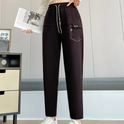 Women's Casual Straight-Leg Drawstring Pants with Pockets