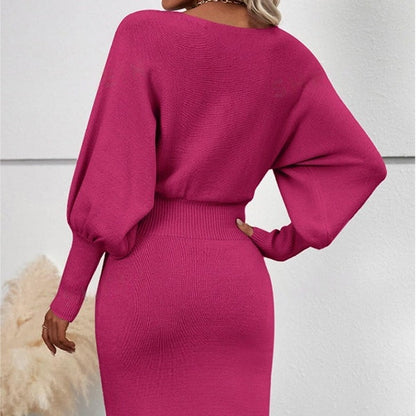 🎀Women's patchwork dress with a round neckline and long sleeves