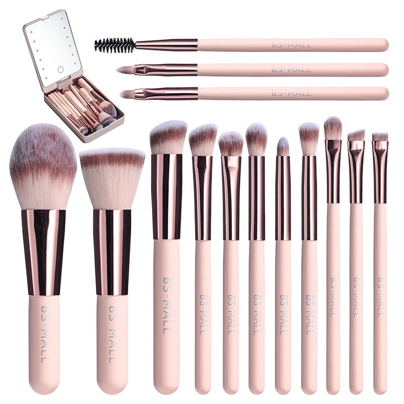 🔥 Big Sale 50% OFF🌈Travel Makeup Brush Set with LED Light Mirror