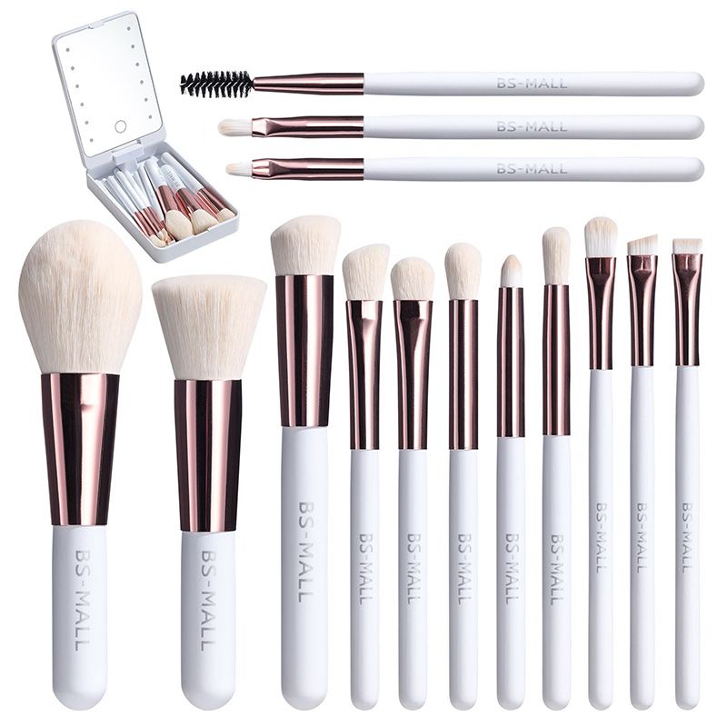 🔥 Big Sale 50% OFF🌈Travel Makeup Brush Set with LED Light Mirror