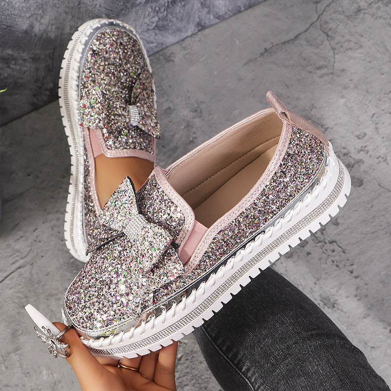 🎅Christmas Pre-sale🎁Women's Rhinestones Slip-On Bow Sneakers