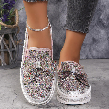 🎅Christmas Pre-sale🎁Women's Rhinestones Slip-On Bow Sneakers