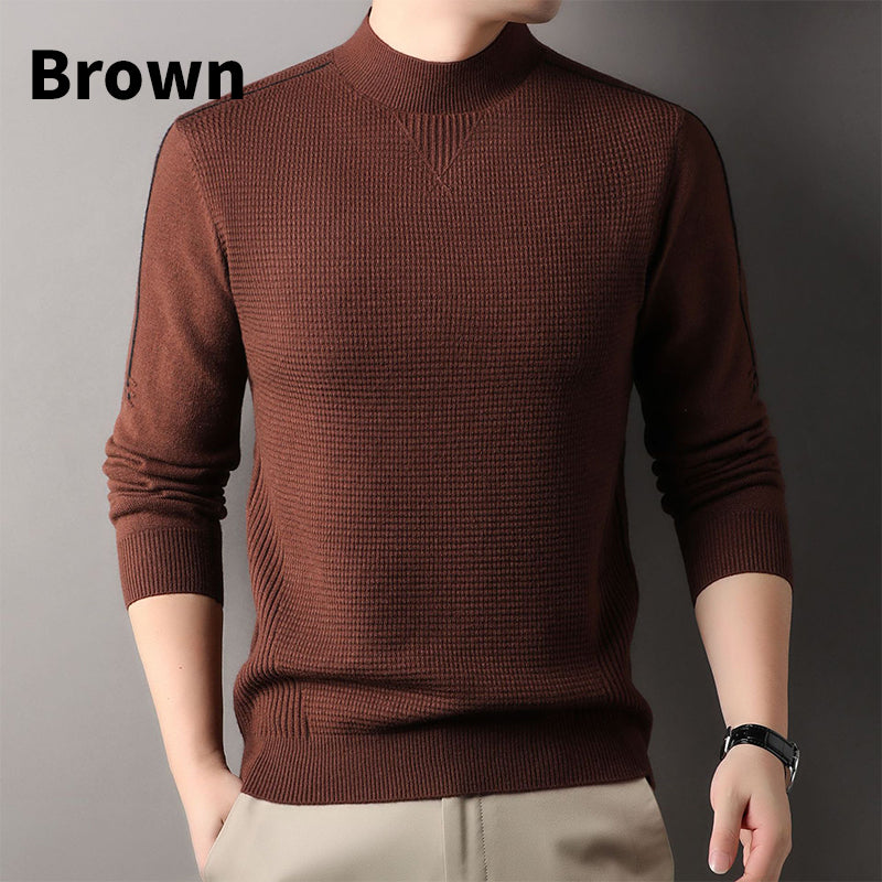 Men's Warm Mock Neck Soft Knit Sweater