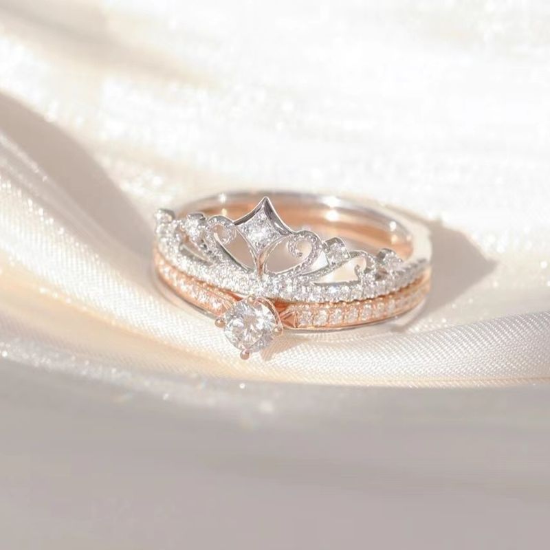 Elegant Crown Zirconia Ring Set