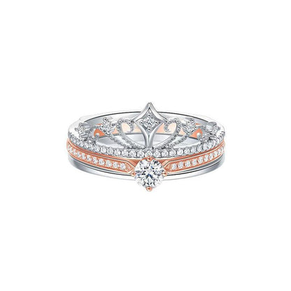 Elegant Crown Zirconia Ring Set