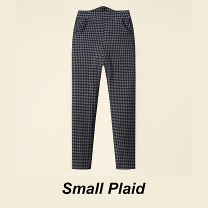 Women's Comfy Warm Thickened Lined Stretch Plaid Pants