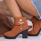 Women's Chunky Heeled Ankle Boots with Rhinestone Decor