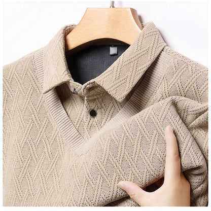 🔥Hot sale 50 %🔥 Men's Plush-Lined Mock Layered Lapel Shirtsale