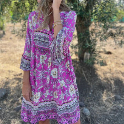 🌸Spring Specials🌸Casual Floral V-Neck Button Closure Dress