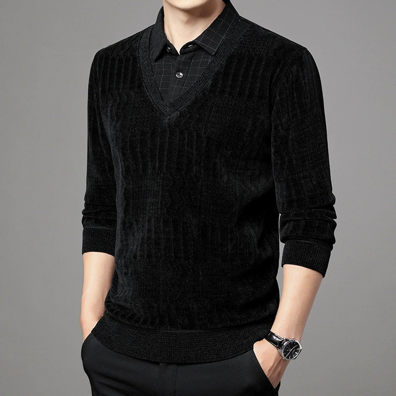 Thickened Warm Mock Layered Sweater