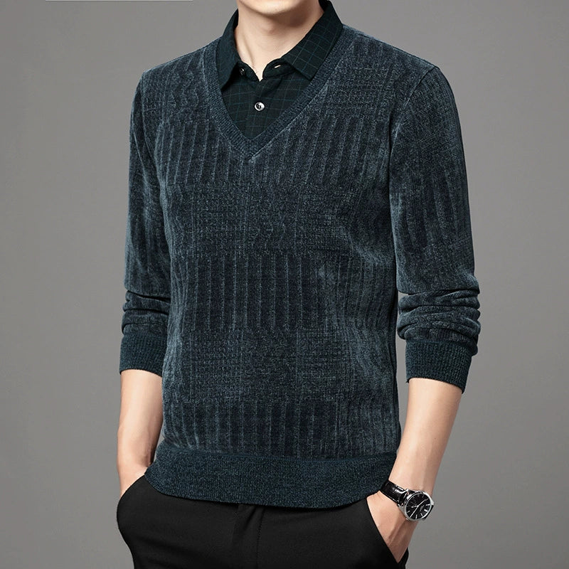 Thickened Warm Mock Layered Sweater