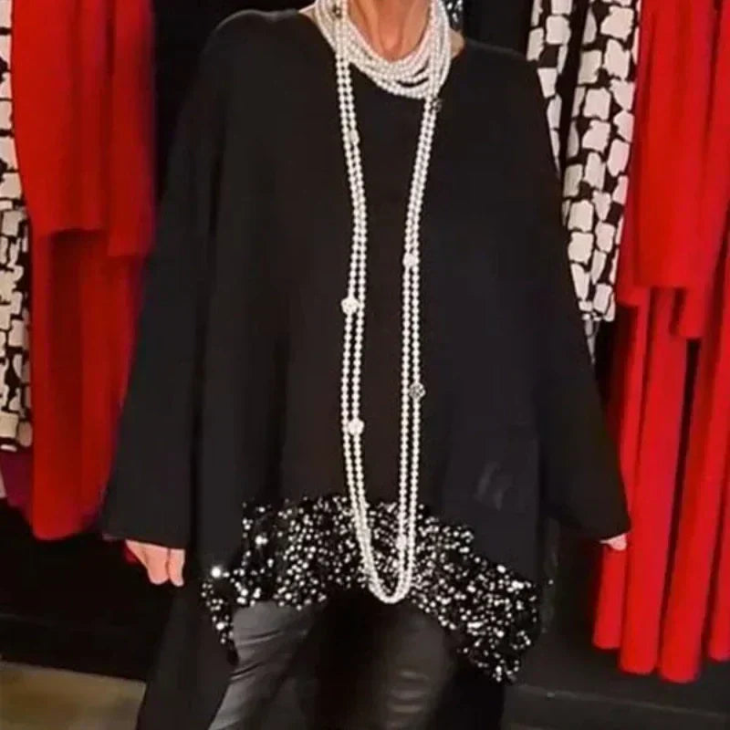 💝2025 NEW SALES - 50% OFF🔥Sequin Patchwork Top With Irregular Hem