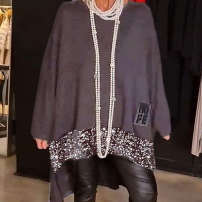 💝2025 NEW SALES - 50% OFF🔥Sequin Patchwork Top With Irregular Hem