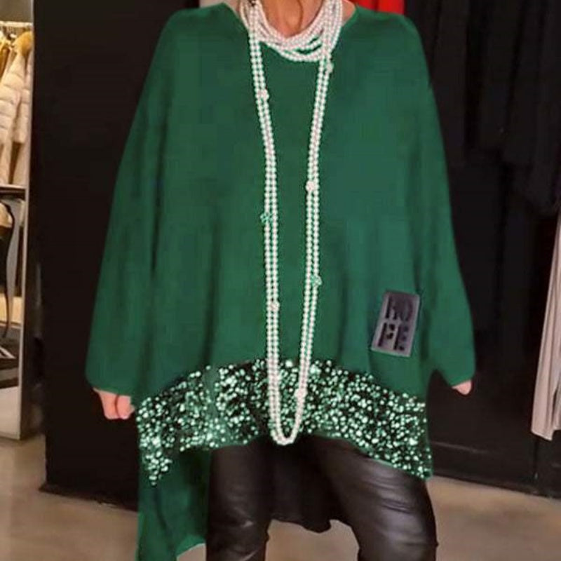 💝2025 NEW SALES - 50% OFF🔥Sequin Patchwork Top With Irregular Hem