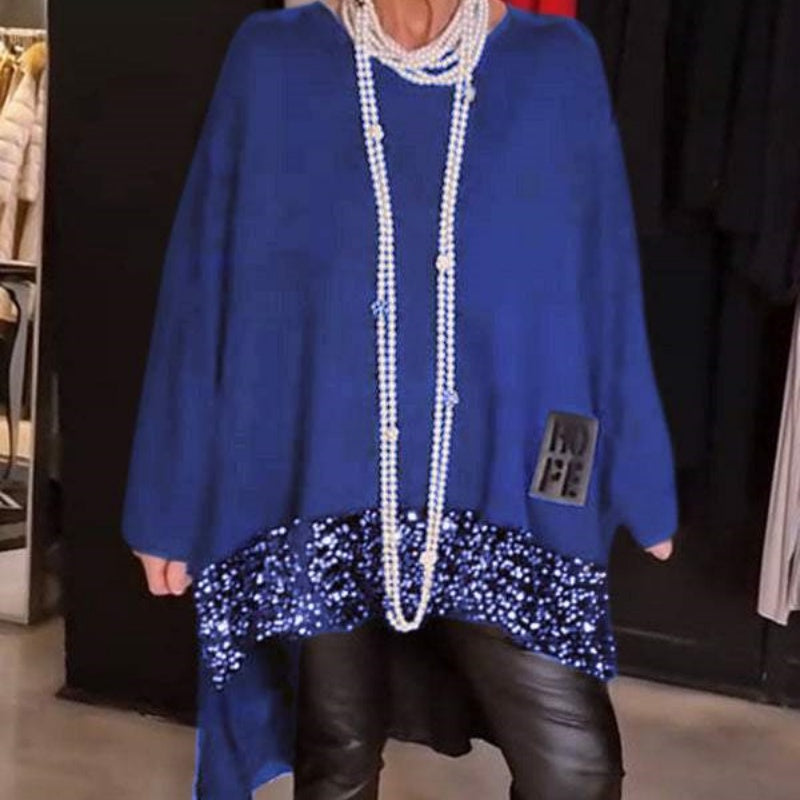 💝2025 NEW SALES - 50% OFF🔥Sequin Patchwork Top With Irregular Hem