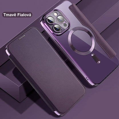2025 New leather textured flip mobile phone case for iPhone