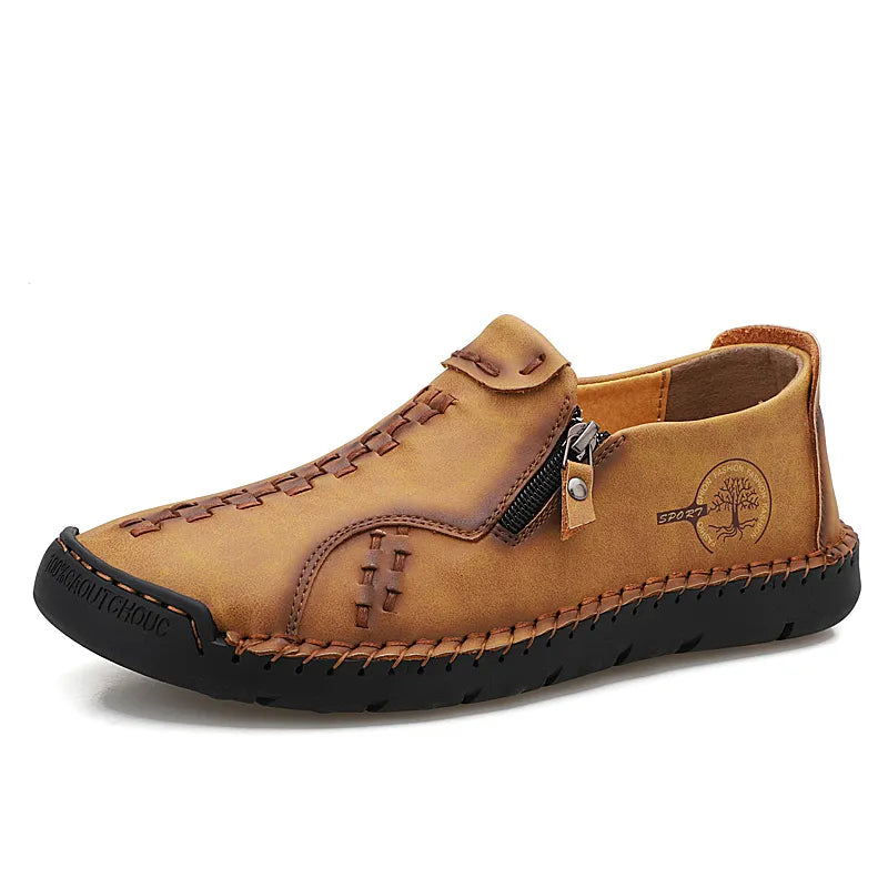 Men's Casual Faux Leather Slip-On Zipper Shoes