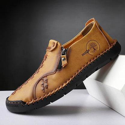 Men's Casual Faux Leather Slip-On Zipper Shoes