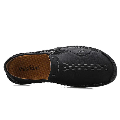 Men's Casual Faux Leather Slip-On Zipper Shoes