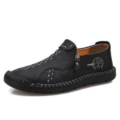 Men's Casual Faux Leather Slip-On Zipper Shoes