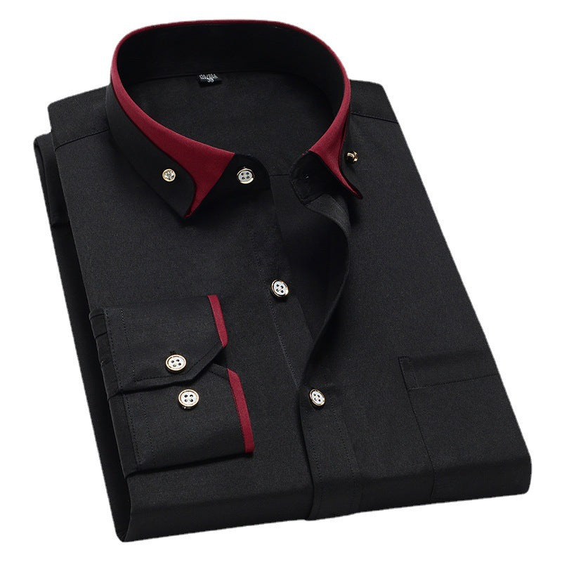 Men's Conrast Color Collar Long-Sleeve Shirts