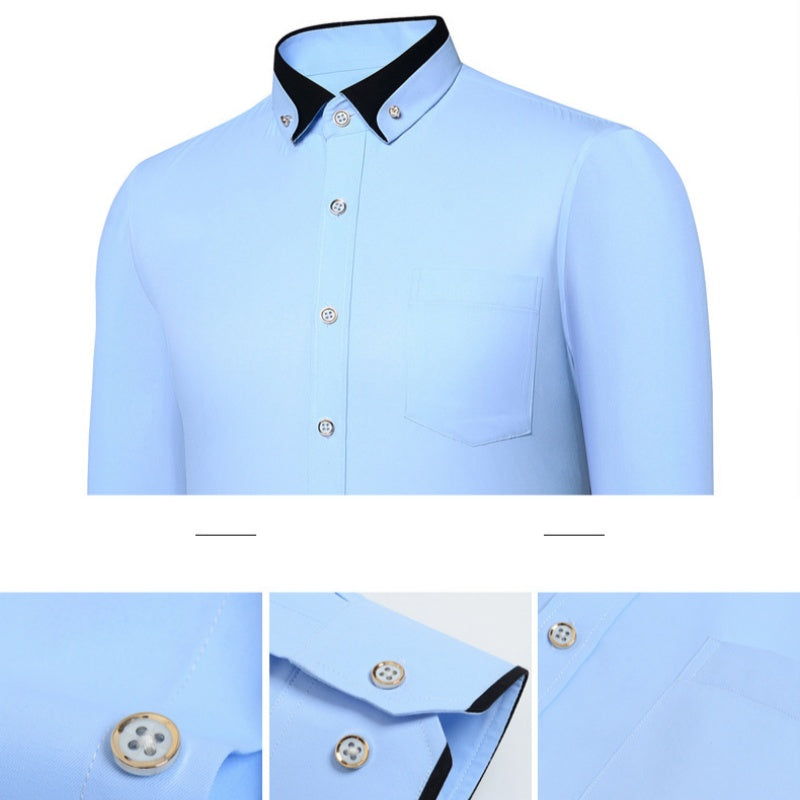 Men's Conrast Color Collar Long-Sleeve Shirts