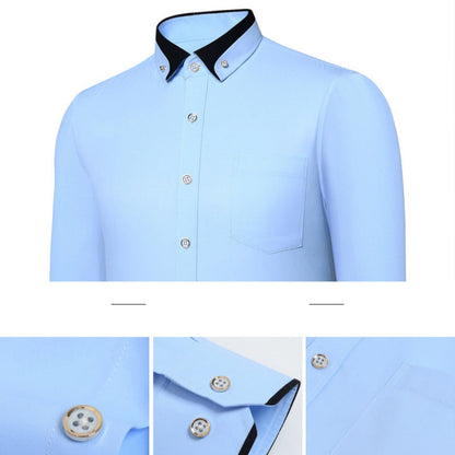 Men's Conrast Color Collar Long-Sleeve Shirts