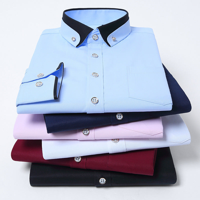 Men's Conrast Color Collar Long-Sleeve Shirts