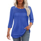 Free shipping on one piece too-Women’s Pleated Detail 3/4 Sleeve Casual T-Shirt