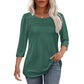 Free shipping on one piece too-Women’s Pleated Detail 3/4 Sleeve Casual T-Shirt