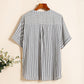 Women's Casual Oversized V-Neck Striped Top