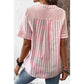 Women's Casual Oversized V-Neck Striped Top