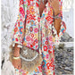 V-neck Printed Fringe Dress with 3/4 Sleeves