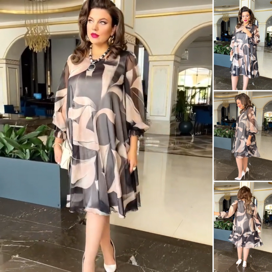 🎁2026 New Arrivals 49% OFF💥Round Neck Long Sleeve Printed Flowy Dress